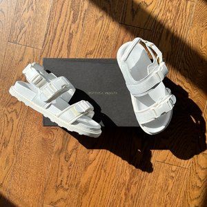 Bottega Veneta Logo Canvas Straps Buckle Sandals- Size 40 (US7-8)